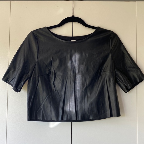 NWOT Vegan Leather Crop Top - Picture 1 of 5